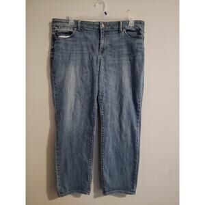 Talbots Woman FLAWLESS FIVE-POCKET Boyfriend JEANS Blue Denim Size 16
